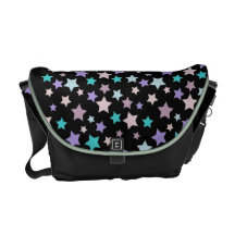Modelo de estrella púrpura y azul en negro bolsas de mensajeria