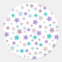 Modelo de estrella - rosado púrpura y azul en blan etiquetas redondas