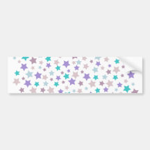 Modelo de estrella - rosado púrpura y azul en blan etiqueta de parachoque