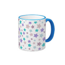 Modelo de estrella - rosado púrpura y azul en blan tazas