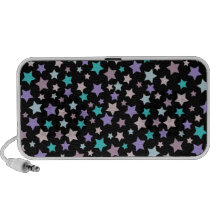 Modelo de estrellas azul y rosado púrpura en negro PC altavoces