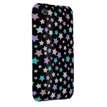 Modelo de estrellas azul y rosado púrpura en negro iPhone 3 Case-Mate protectores