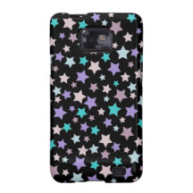 Modelo de estrellas azul y rosado púrpura en negro samsung galaxy SII carcasas