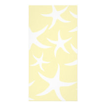 Modelo de estrellas de mar en blanco y amarillo tarjeta fotografica  