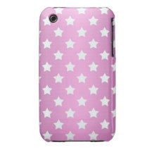 Modelo de estrellas rosado y blanco femenino iPhone 3 funda