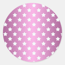 Modelo de estrellas rosado y blanco femenino etiqueta redonda