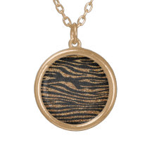 Modelo de la raya de la cebra del oro (falso brill collar personalizado
