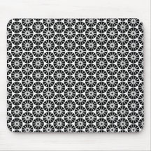 Modelo de la rueda de estrella - negro en blanco tapete de ratones