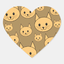 Modelo de los gatos del jengibre en Brown Pegatina Corazon