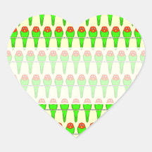 Modelo de los pájaros del Parakeet Calcomanía Corazón