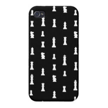 Modelo de los pedazos de ajedrez - blanco y negro iPhone 4 protectores