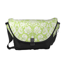 Modelo de lujo verde del damasco bolsa messenger