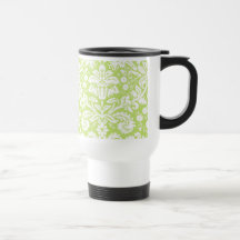 Modelo de lujo verde del damasco taza de café