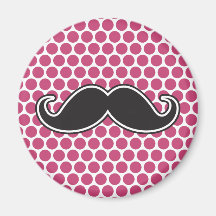 Modelo de lunar fucsia del bigote negro del manill iman para frigorífico