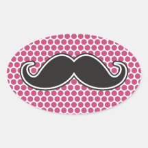 Modelo de lunar fucsia del bigote negro del manill calcomania ovaladas personalizadas