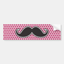 Modelo de lunar fucsia del bigote negro del manill etiqueta de parachoque