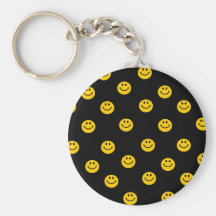 Modelo de lunar sonriente amarillo llaveros