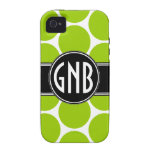 MODELO DE LUNARES DE LA VERDE LIMA DE LAS INICIALE Case-Mate iPhone 4 CARCASAS