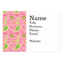 Modelo de moda de Paisley del rosa y de la verde l Tarjeta De Visita