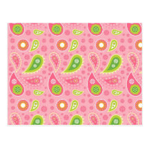 Modelo de moda de Paisley del rosa y de la verde l Tarjetas Postales