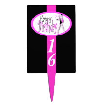 Modelo de moda del dulce 16 "feliz cumpleaños " decoración de tarta