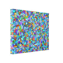 Modelo de mosaico azul colorido abstracto lona envuelta para galerías