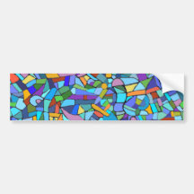 Modelo de mosaico azul colorido abstracto etiqueta de parachoque