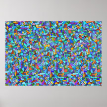 Modelo de mosaico azul colorido abstracto posters