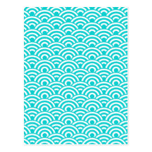 Modelo de onda japonés blanco azul de la aguamarin postal