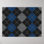 Modelo de punto de Argyle del azul y del gris posters