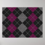 Modelo de punto de Argyle del rosa y del gris posters