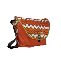 Modelo de zigzag anaranjado y amarillo personaliza bolsa messenger