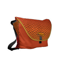 Modelo de zigzag anaranjado y amarillo personaliza bolsa de mensajeria 