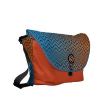 Modelo de zigzag anaranjado y azul personalizado bolsa de mensajeria 