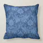 Modelo decorativo floral del damasco azul almohada