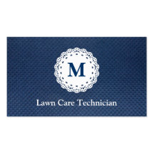 Modelo del azul del monograma del cordón del técni tarjeta de negocio