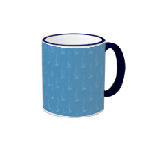 Modelo del barco de vela. Azul de turquesa Tazas De Café