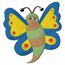 Modelo del bordado de la mariposa - azul/amarillo/ polo enbordado