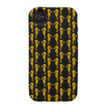 Modelo del caballo de mar. Negro y Brown iPhone 4 Fundas