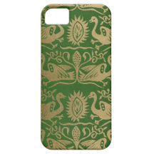 Modelo del cisne de Boho del vintage - verde y oro iPhone 5 Case-Mate Carcasas