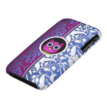 modelo del damasco con el búho Case-Mate iPhone 3 protector