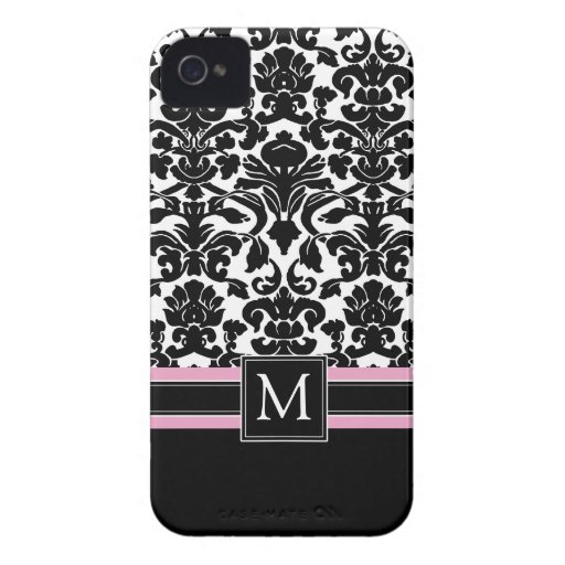 Modelo del damasco con el monograma iPhone 4 cárcasa