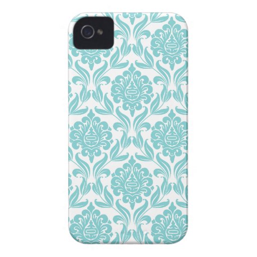 Modelo del damasco de la aguamarina Case-Mate iPhone 4 funda