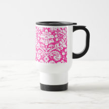 Modelo del damasco de las rosas fuertes tazas de café
