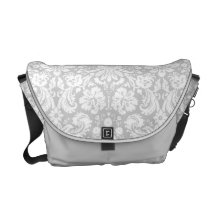 Modelo del damasco de los gris plateados bolsa messenger