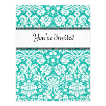 Modelo del damasco del trullo de la turquesa de la invitacion personalizada