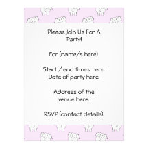Modelo del elefante blanco en rosa invitaciones personalizada