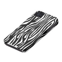 Modelo del estampado de zebra - blanco y negro iPhone 4 Case-Mate cobertura