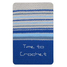 Modelo del ganchillo - rayas azules imanes rectangulares