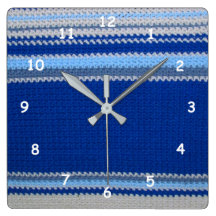 Modelo del ganchillo - rayas azules relojes de pared